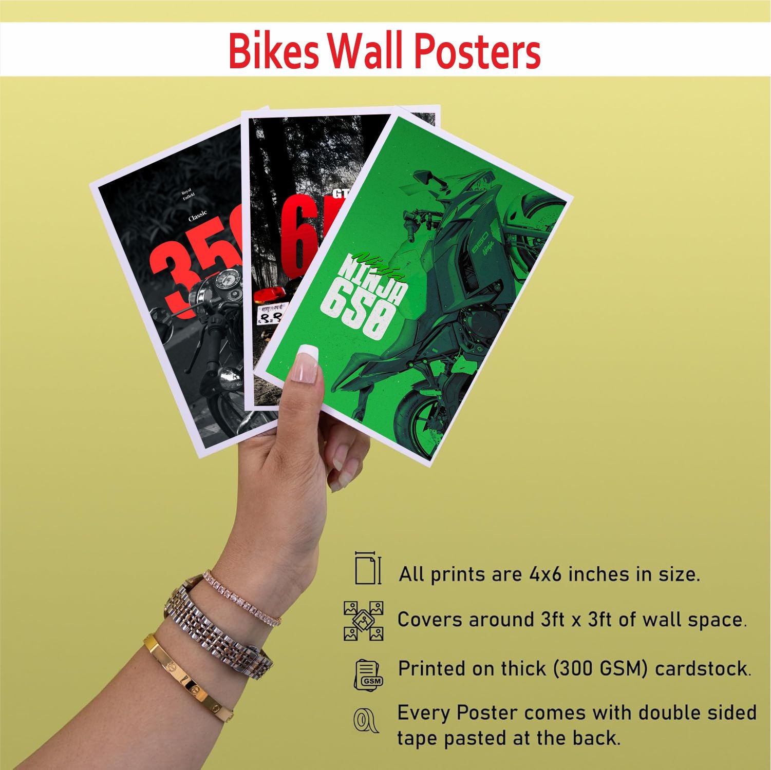 Pack of 36 Bike Poster Wall Collage Kit Posters | Posters for Wall Decoration | Wall Art For Bedroom, Office, Living room, Dorm room Photographic Paper -Gifting ideas- Paper Print