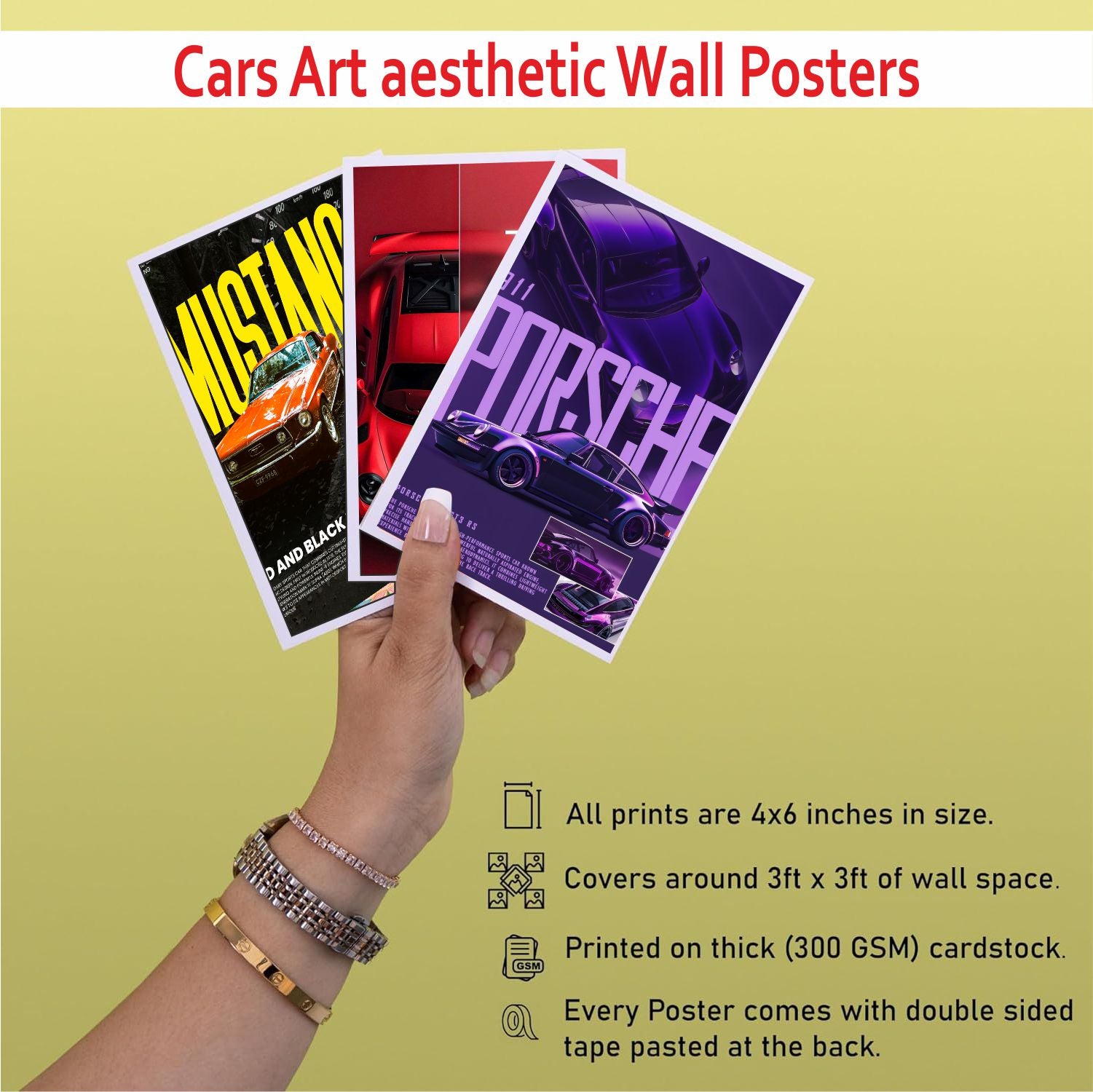 Pack of 27 Car Aesthetic Wall Collage Kit Posters | Posters for Wall Decoration | Wall Art For Bedroom, Office, Living room, Dorm room Photographic Paper -Gifting ideas- Photographic Paper  (6 inch X 4 inch, set of 27 cars prints)
