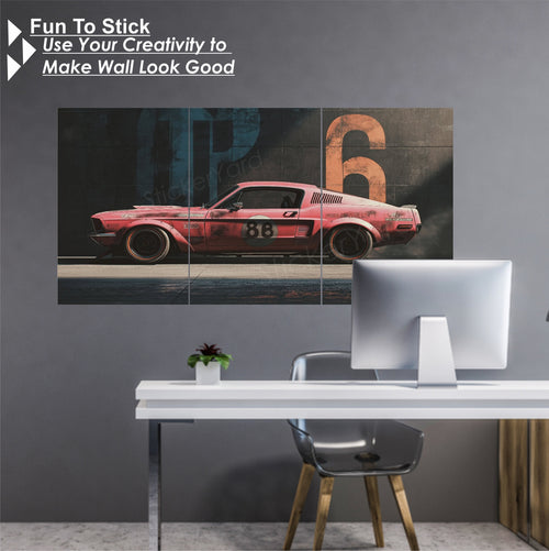 Classic Mustang Car Split Posters for Wall Decoration | Wall Art For Bedroom, Office, Living room, Dorm room