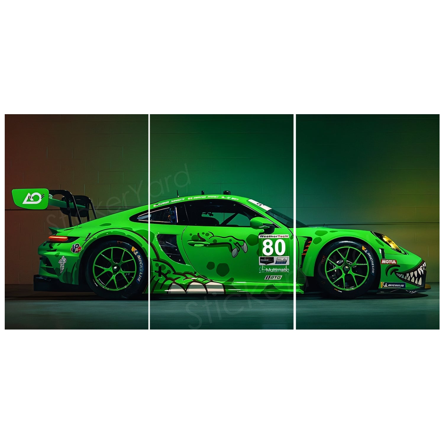 Green Sports Car Split Posters for Wall Decoration | Wall Art For Bedroom, Office, Living room, Dorm room
