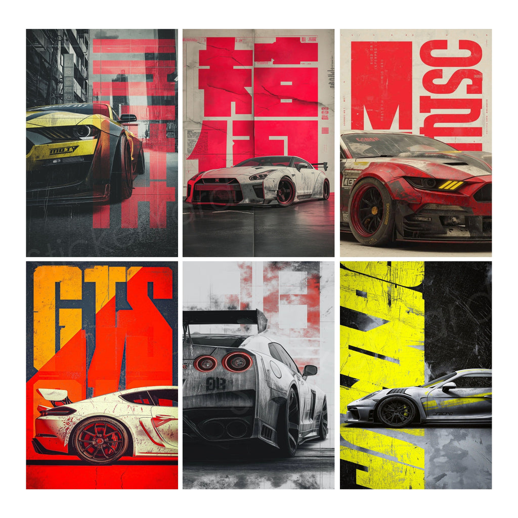 6 Different Classic Cars Combo  for Wall Decoration | Wall Art For Bedroom, Office, Living room, Dorm room