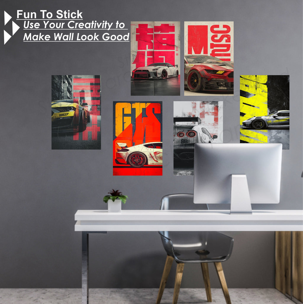 6 Different Classic Cars Combo  for Wall Decoration | Wall Art For Bedroom, Office, Living room, Dorm room