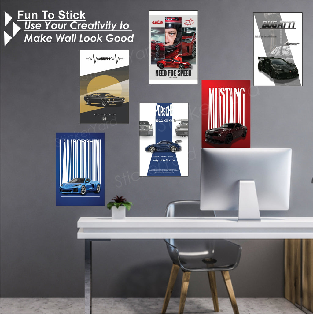 6 Different Art Design Cars Combo  for Wall Decoration | Wall Art For Bedroom, Office, Living room, Dorm room