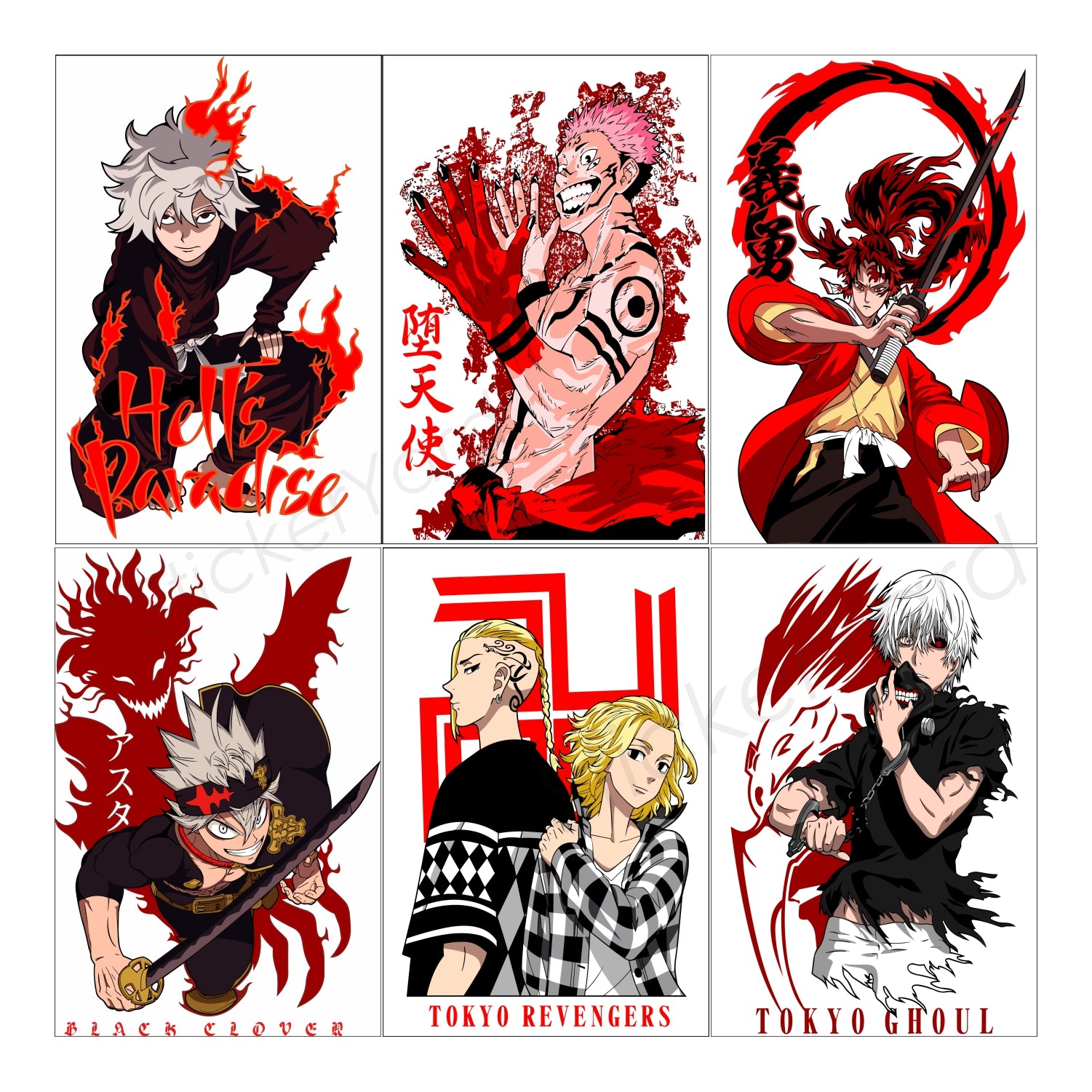 6 Different Anime Combo  for Wall Decoration | Wall Art For Bedroom, Office, Living room, Dorm room
