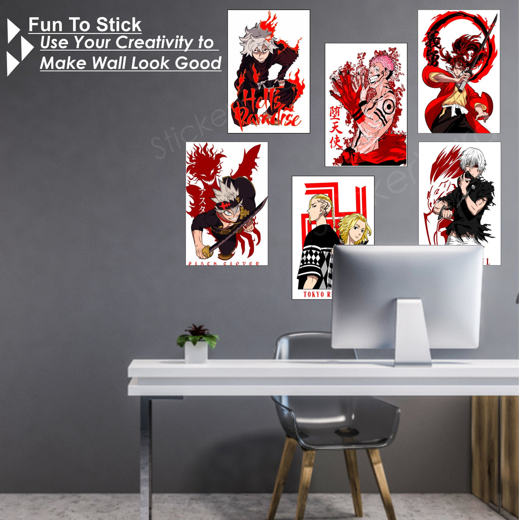 6 Different Anime Combo  for Wall Decoration | Wall Art For Bedroom, Office, Living room, Dorm room