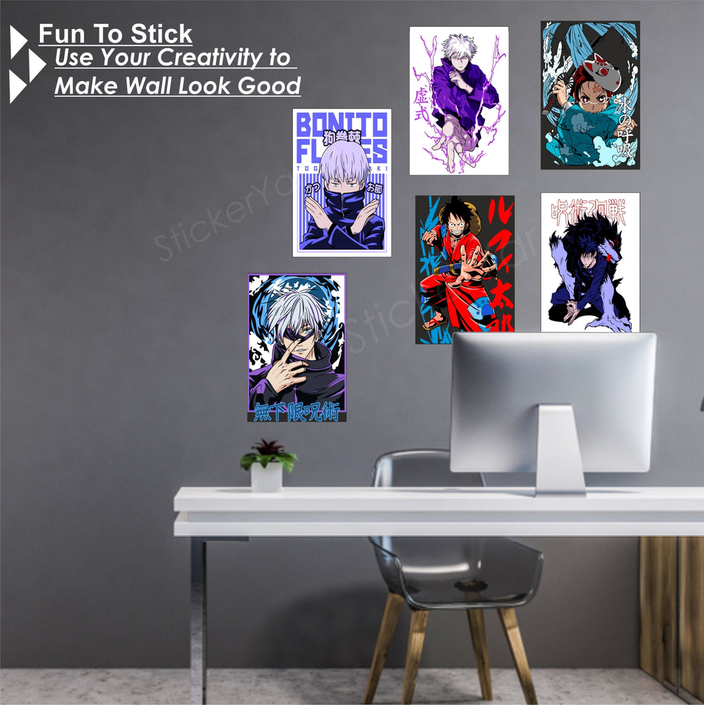 6 Different Anime Design Combo  for Wall Decoration | Wall Art For Bedroom, Office, Living room, Dorm room