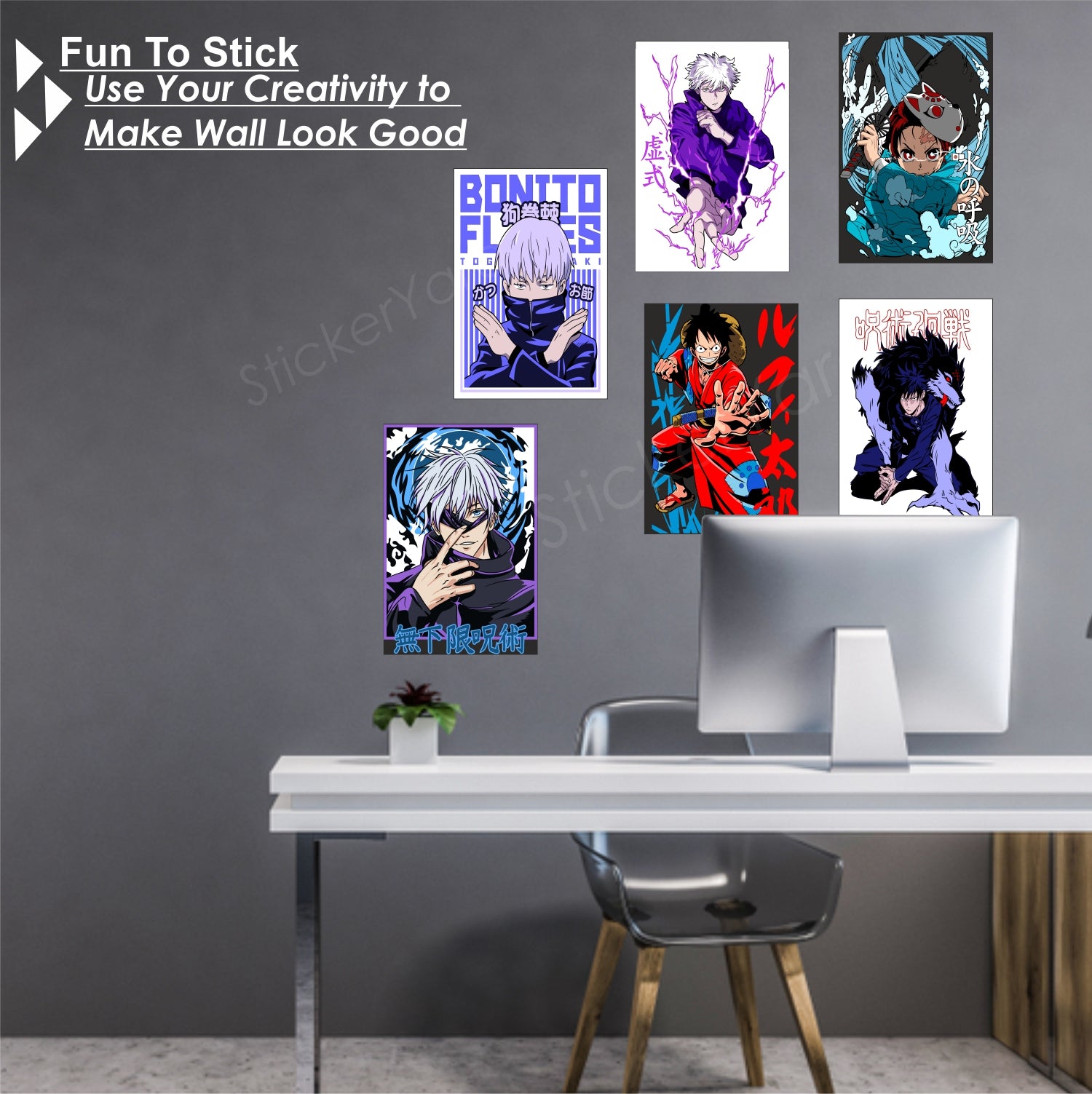 6 Different Anime Design Combo  for Wall Decoration | Wall Art For Bedroom, Office, Living room, Dorm room