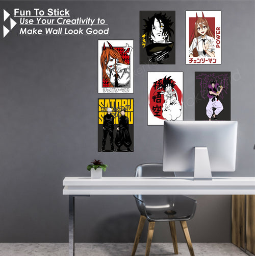 6 Different Anime Art Combo  for Wall Decoration | Wall Art For Bedroom, Office, Living room, Dorm room