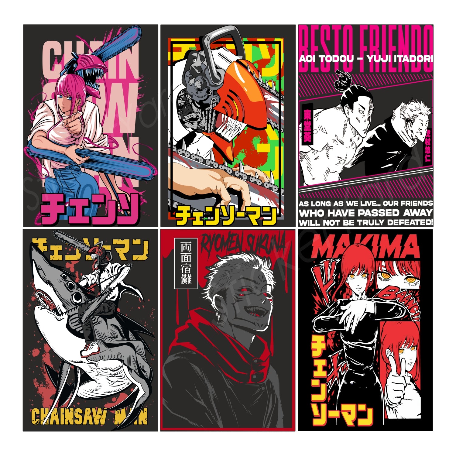 6 Different Anime Art Design Combo  for Wall Decoration | Wall Art For Bedroom, Office, Living room, Dorm room