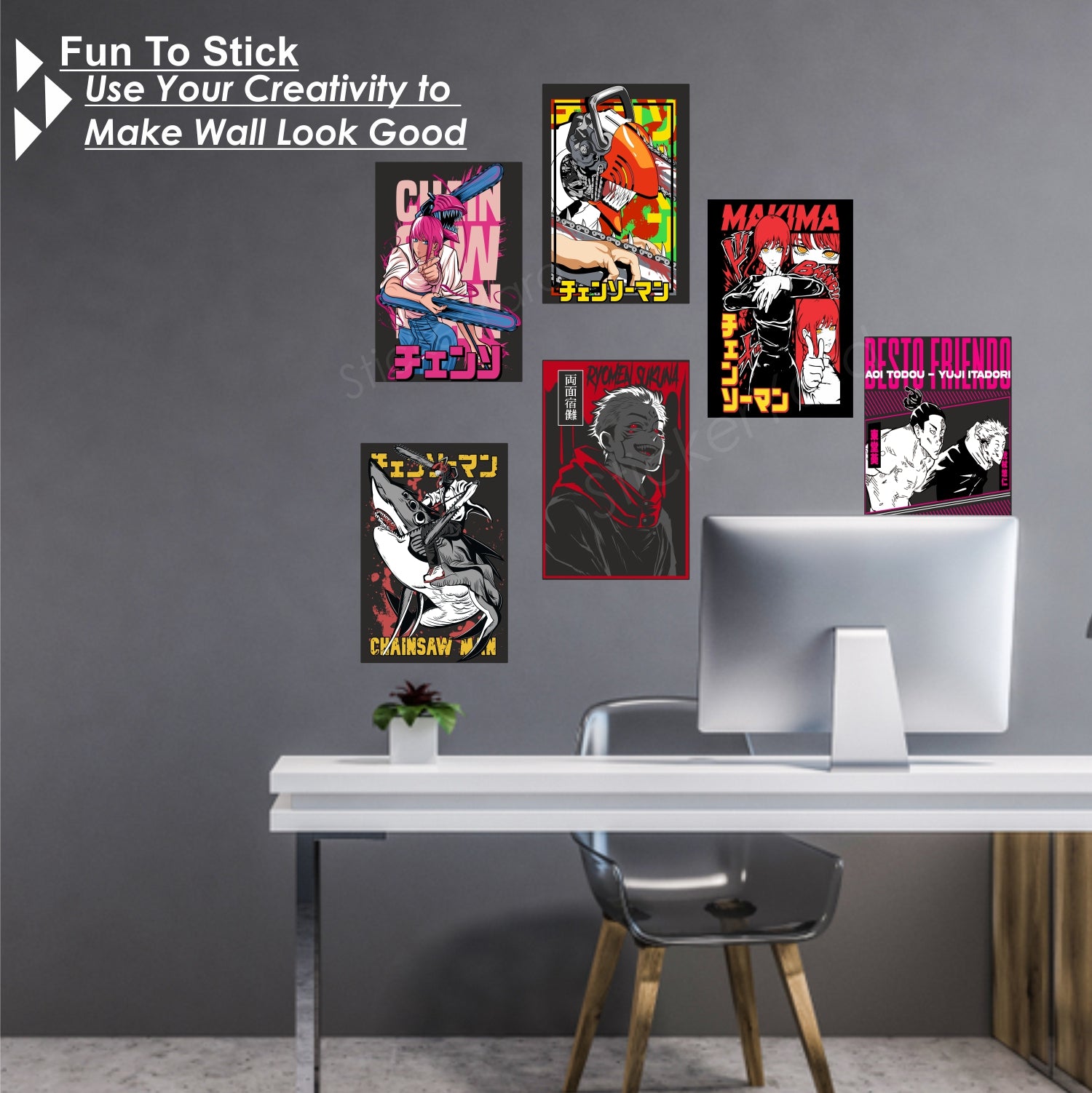 6 Different Anime Art Design Combo  for Wall Decoration | Wall Art For Bedroom, Office, Living room, Dorm room