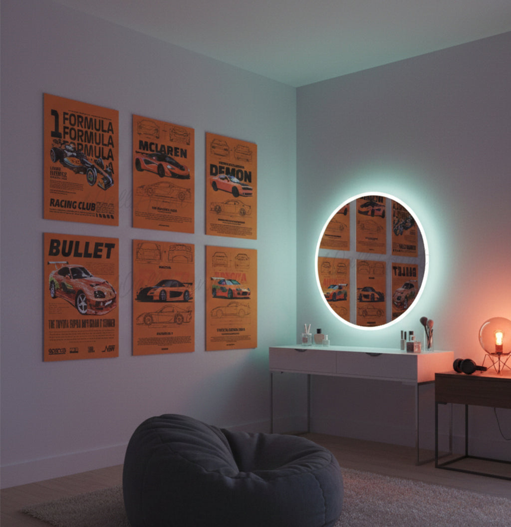Orange Classic Cars Split Posters for Wall Decoration Wall Posters| Wall Art For Bedroom, Office, Living room, Dorm room