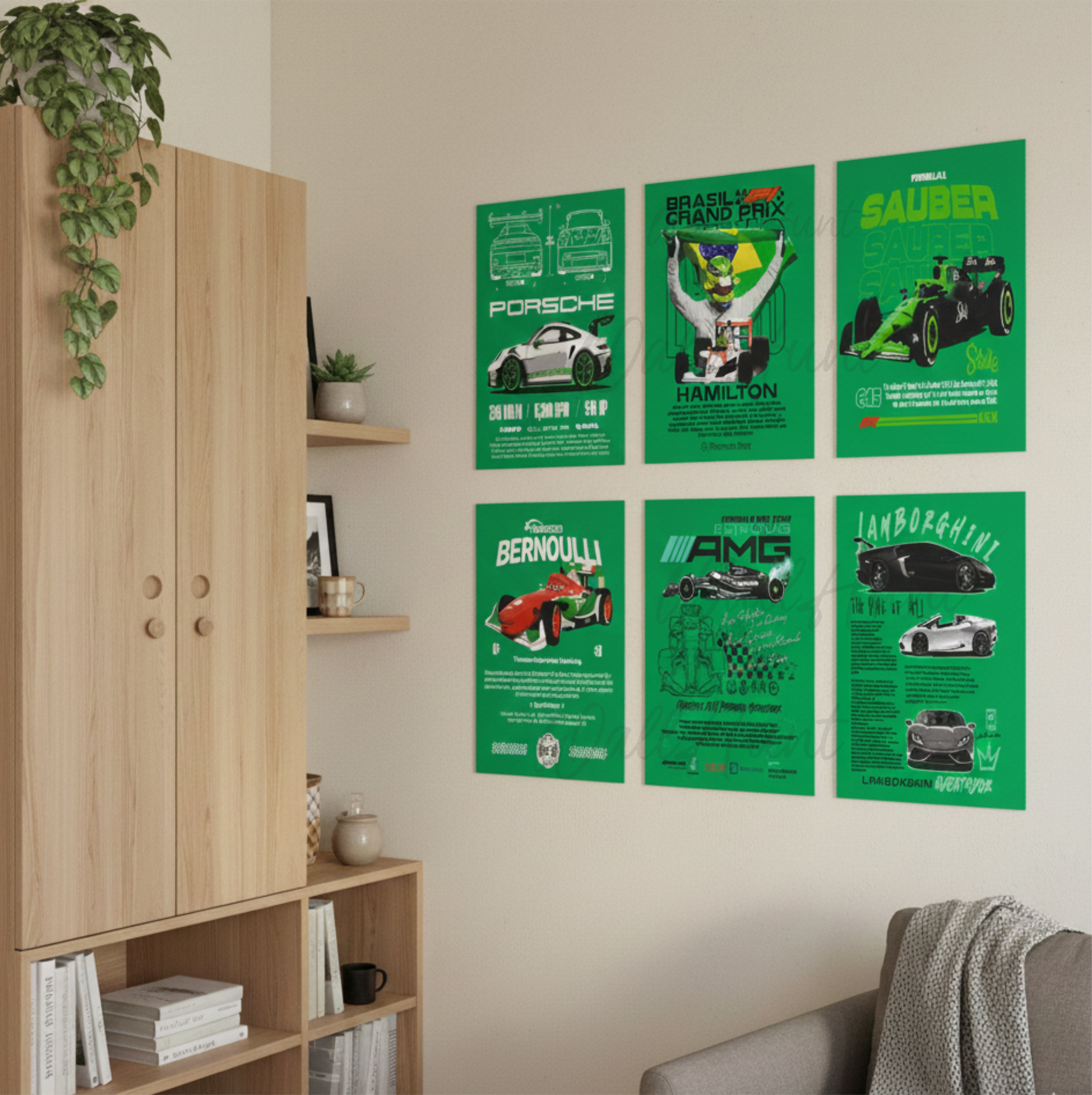 Green Sports Car Split Poster for Wall Decoration Wall Posters| Wall Art For Bedroom, Office, Living room, Dorm room
