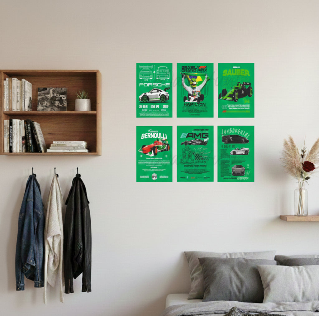 Green Sports Car Split Poster for Wall Decoration Wall Posters| Wall Art For Bedroom, Office, Living room, Dorm room