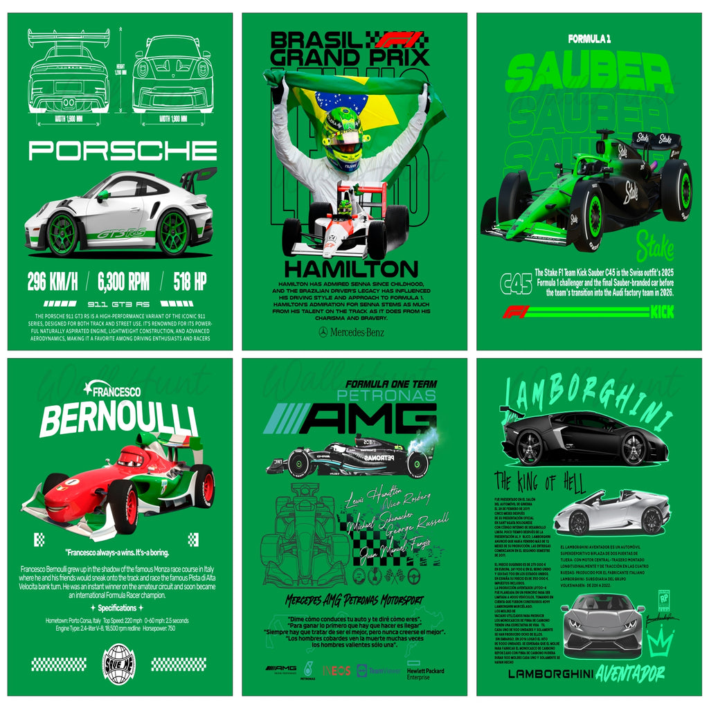 Green Sports Car Split Poster for Wall Decoration Wall Posters| Wall Art For Bedroom, Office, Living room, Dorm room