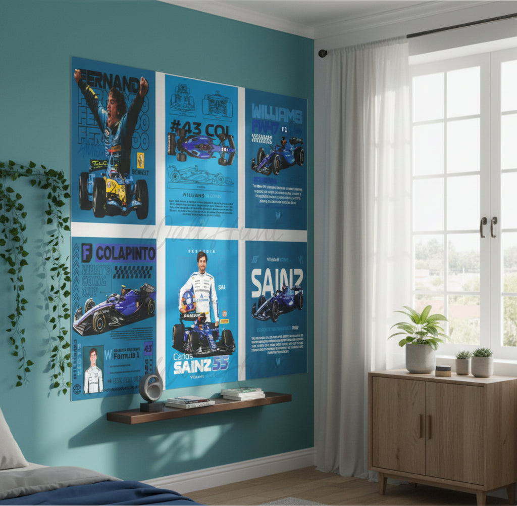 Blue Cars Split Posters for Wall Decoration Wall Posters| Wall Art For Bedroom, Office, Living room, Dorm room