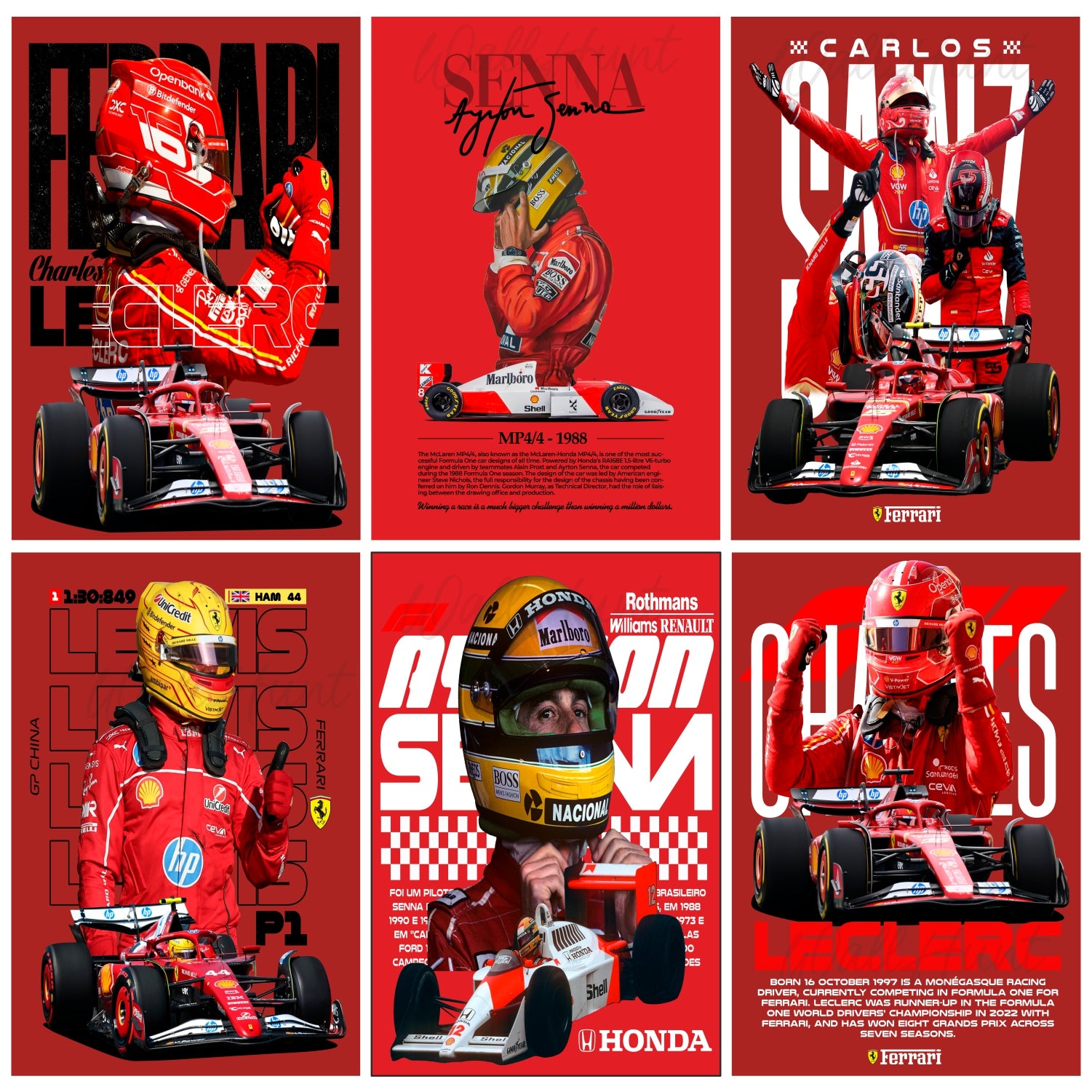 Red Sports Cars Split Posters for Wall Decoration Wall Posters| Wall Art For Bedroom, Office, Living room, Dorm room
