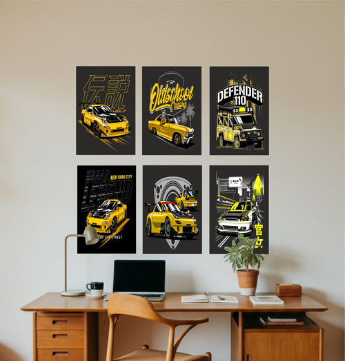 Cars Design Art Split Posters for Wall Decoration Wall Posters| Wall Art For Bedroom, Office, Living room, Dorm room