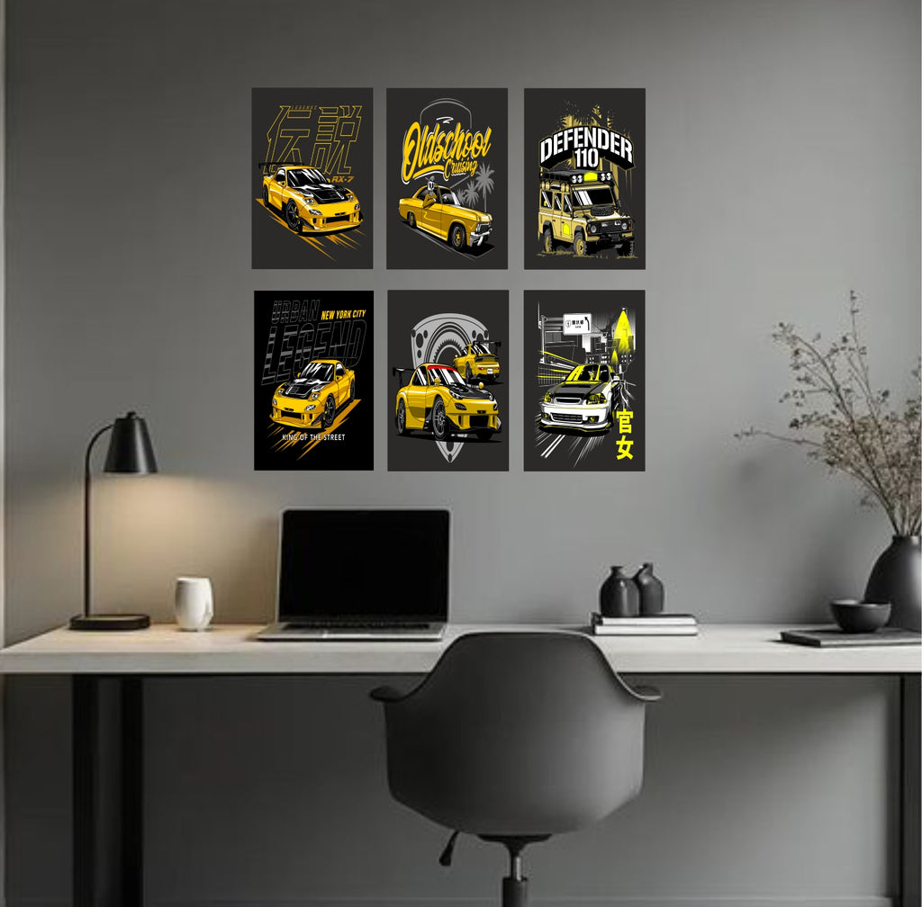 Cars Design Art Split Posters for Wall Decoration Wall Posters| Wall Art For Bedroom, Office, Living room, Dorm room