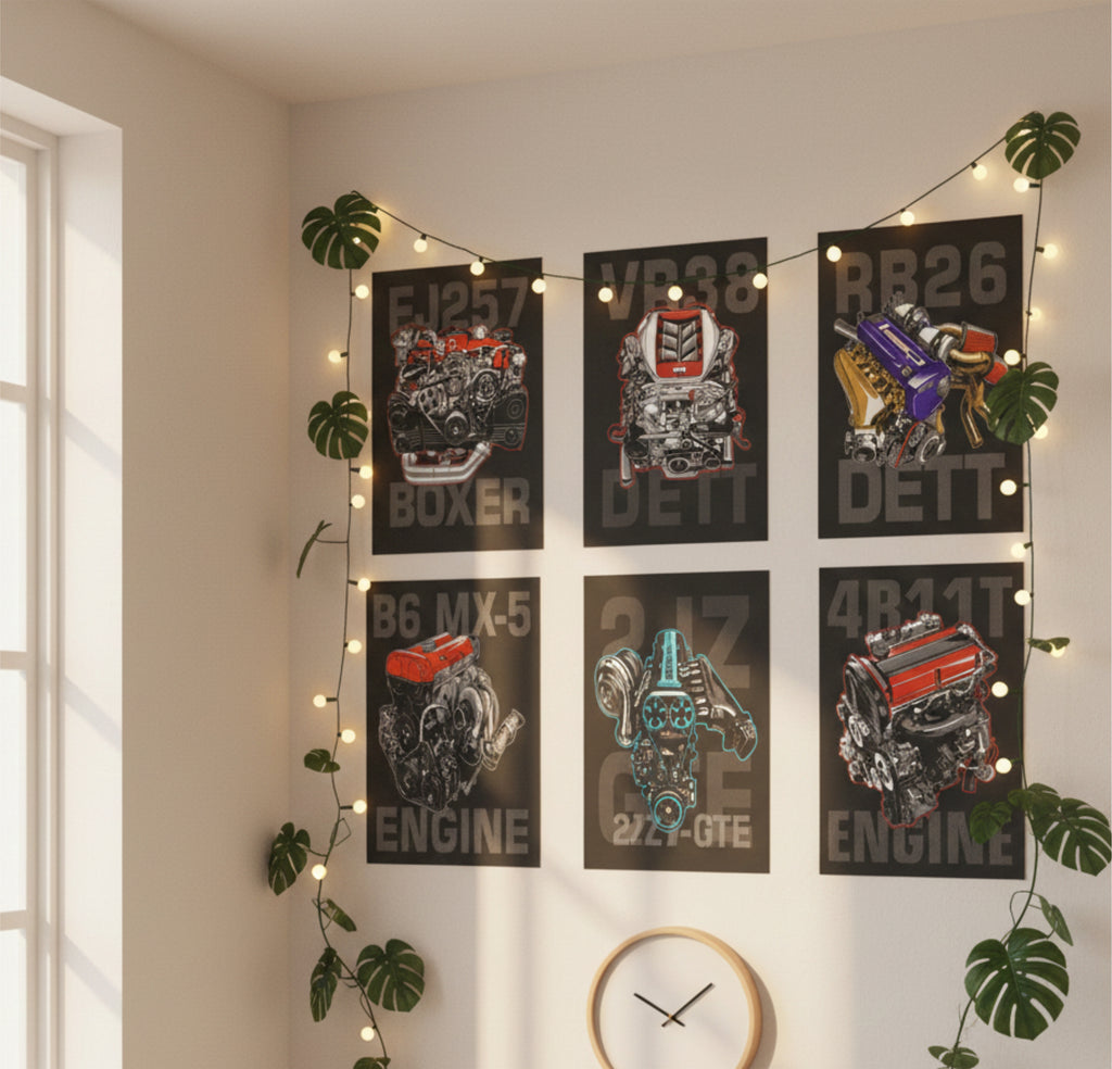 Car Engine Designs Split Posters for Wall Decoration Wall Posters| Wall Art For Bedroom, Office, Living room, Dorm room