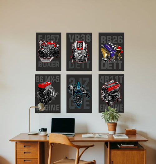 Car Engine Designs Split Posters for Wall Decoration Wall Posters| Wall Art For Bedroom, Office, Living room, Dorm room