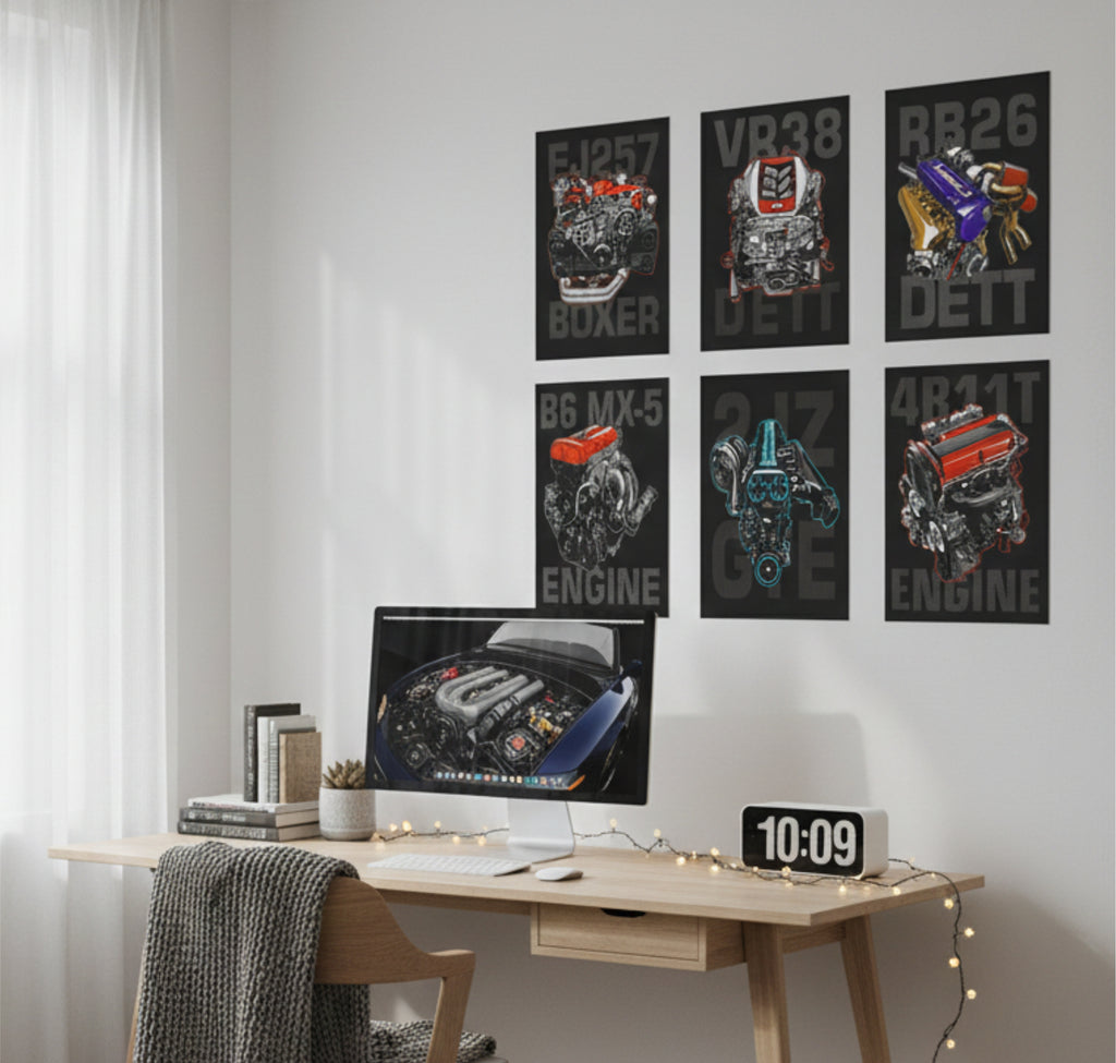Car Engine Designs Split Posters for Wall Decoration Wall Posters| Wall Art For Bedroom, Office, Living room, Dorm room