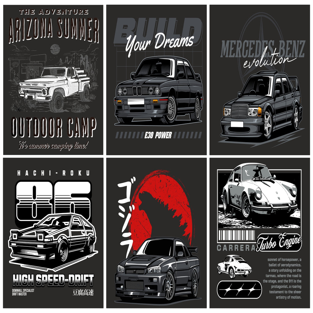 Black Car Designs  Split Posters for Wall Decoration Wall Posters| Wall Art For Bedroom, Office, Living room, Dorm room