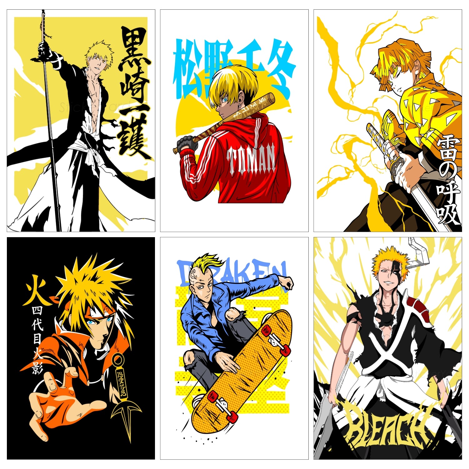 Anime Design8 Split Posters for Wall Decoration Wall Posters| Wall Art For Bedroom, Office, Living room, Dorm room