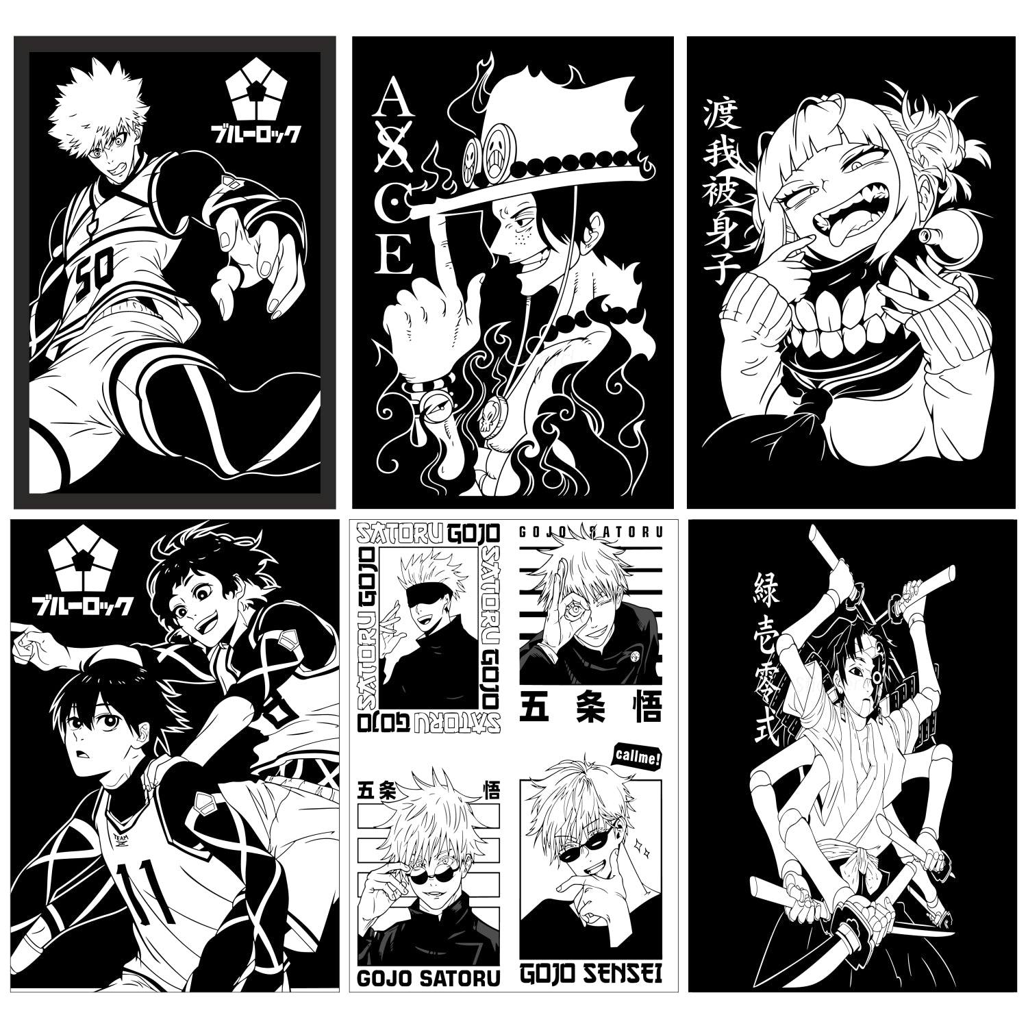 Anime Design9 Split Posters for Wall Decoration Wall Posters| Wall Art For Bedroom, Office, Living room, Dorm room