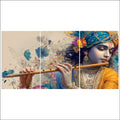 Flute Krishna Ji Split Posters for Wall Decoration | Wall Art For Bedroom, Office, Living room, Dorm room