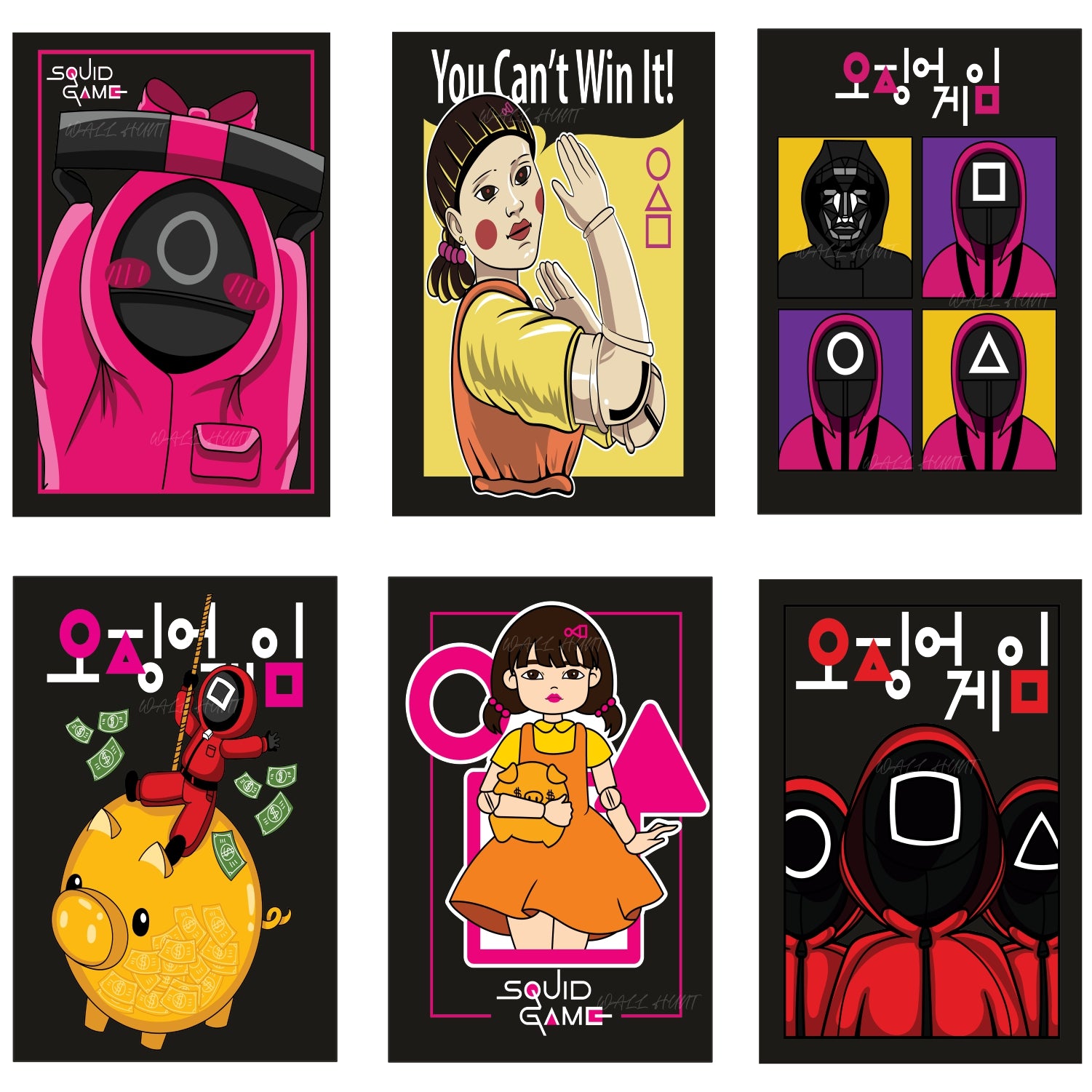 Squid Game Lovers Posters Split Posters for Wall Decoration Wall Posters| Wall Art For Bedroom, Office, Living room, Dorm room