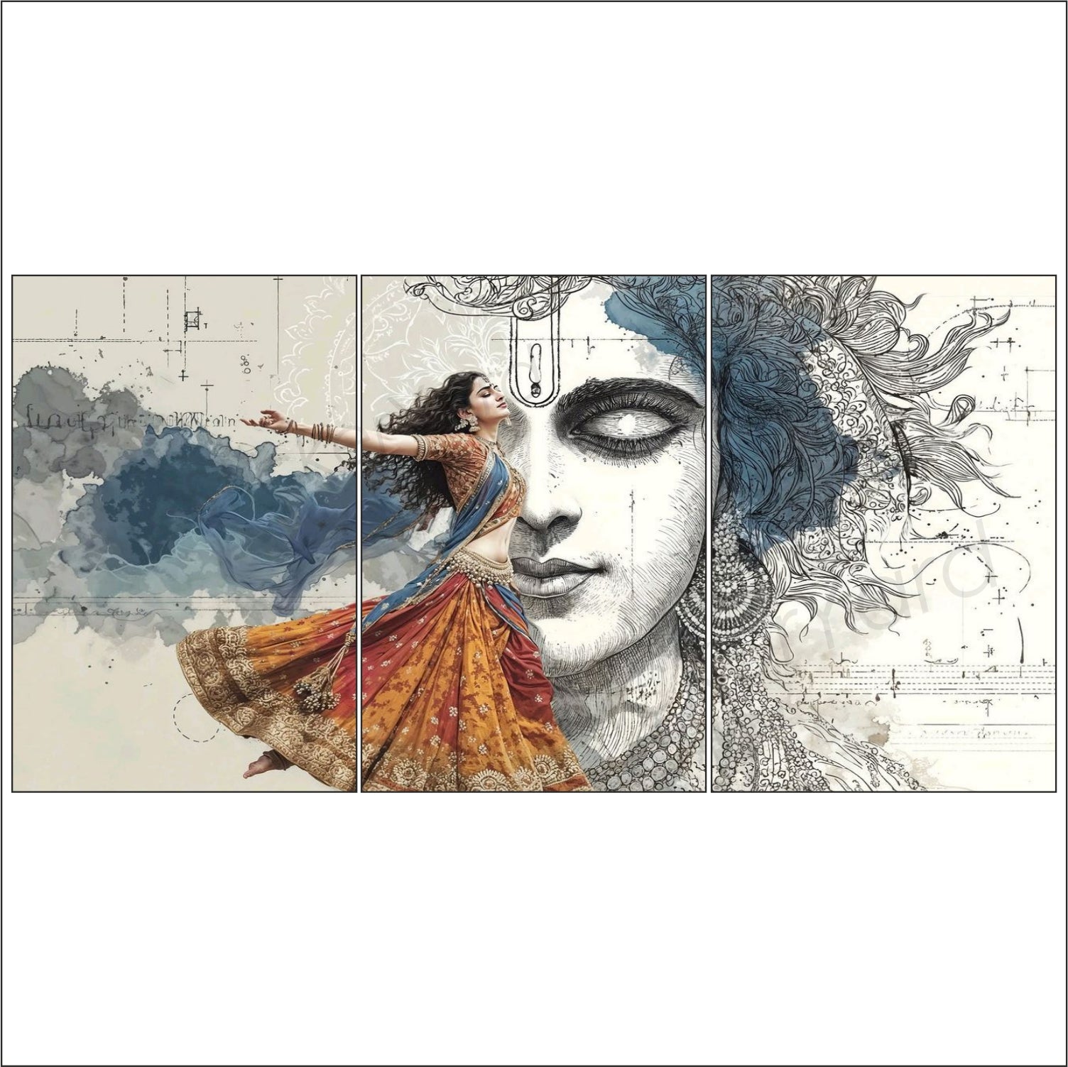 Radha Rani Krishna Split Posters for Wall Decoration | Wall Art For Bedroom, Office, Living room, Dorm room