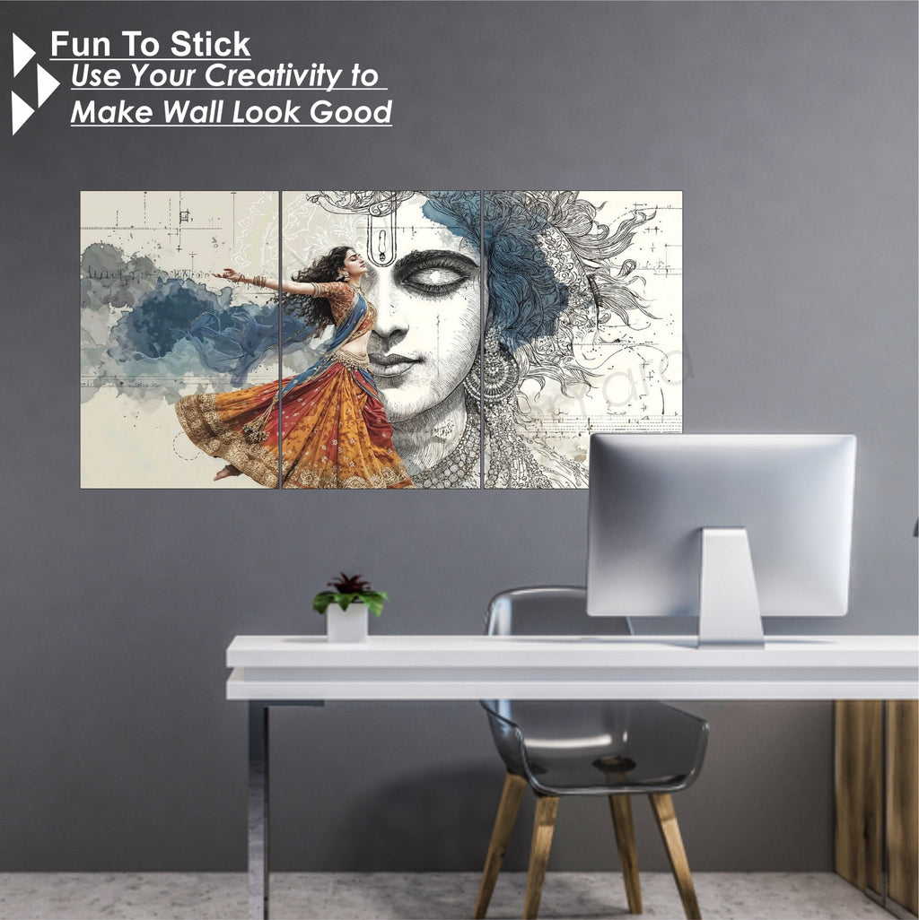 Radha Rani Krishna Split Posters for Wall Decoration | Wall Art For Bedroom, Office, Living room, Dorm room