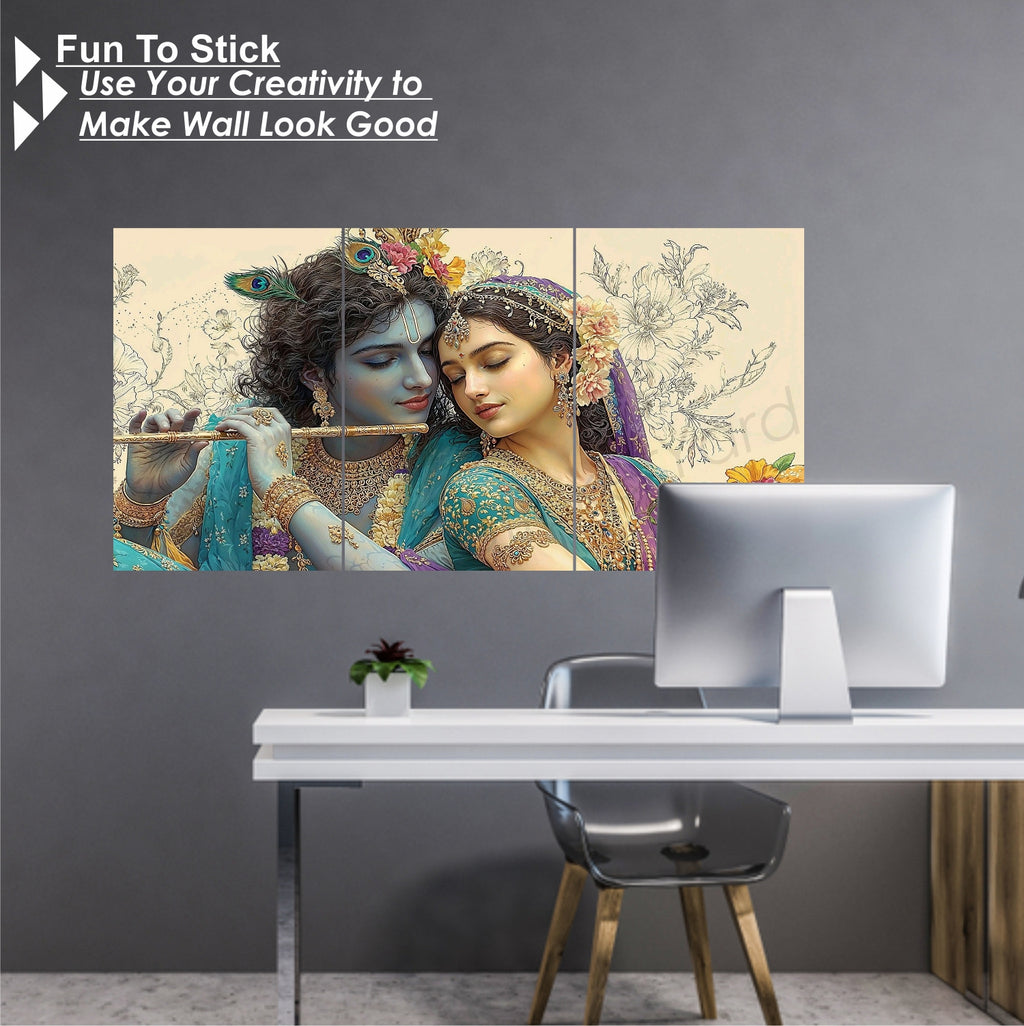 Radha Krishna Ji Split Posters for Wall Decoration | Wall Art For Bedroom, Office, Living room, Dorm room