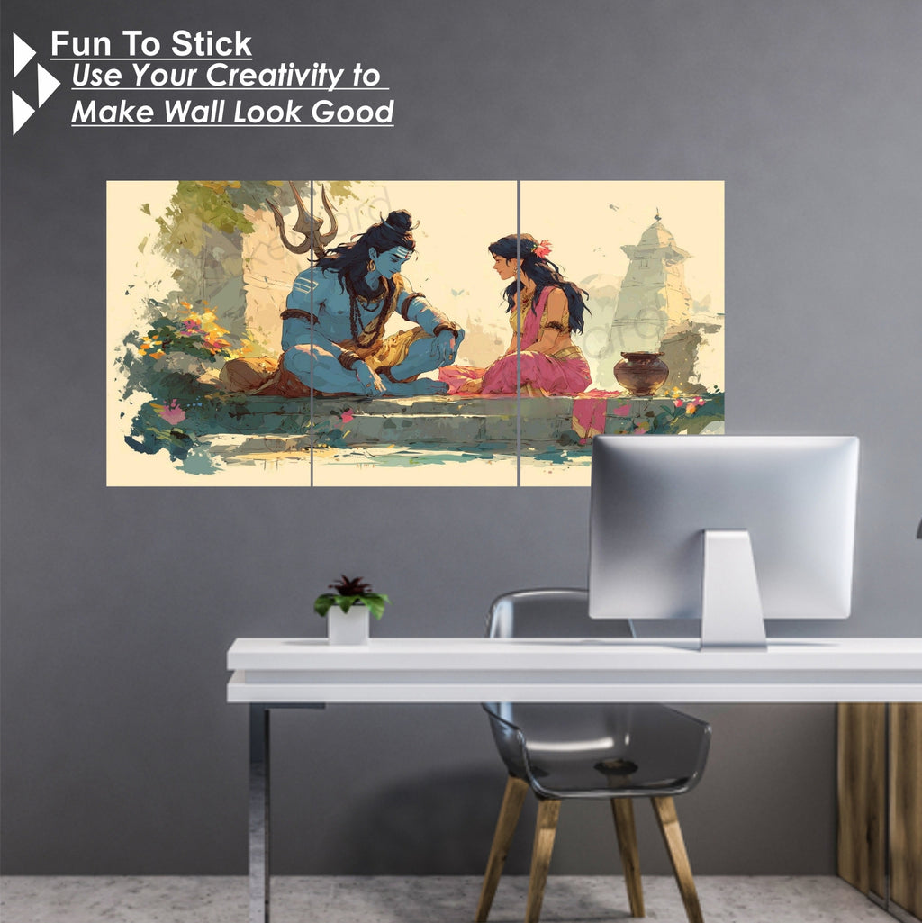 Shiv Parvati Ji Art Split Posters for Wall Decoration | Wall Art For Bedroom, Office, Living room, Dorm room