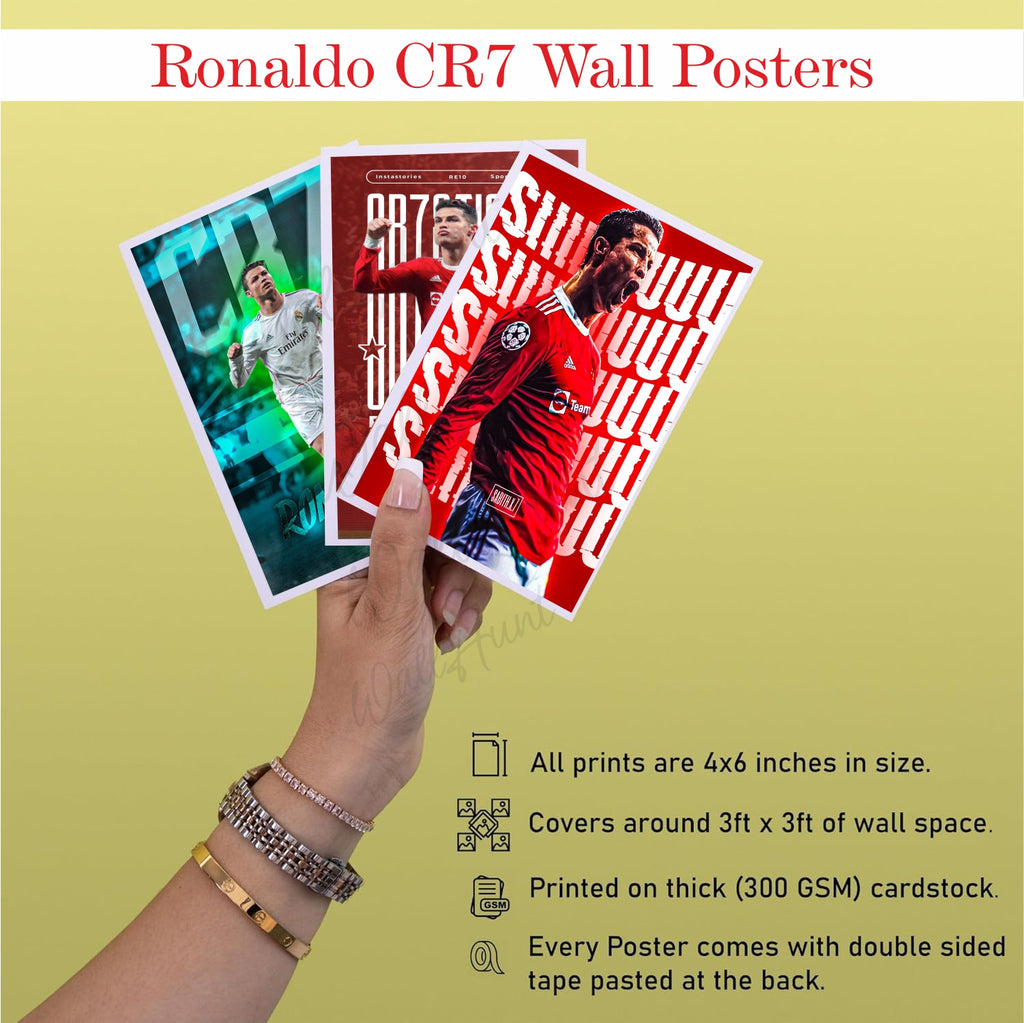 Pack of 27 Ronaldo CR7 Mini Prints Wall Posters Wall Collage Kit Posters | Posters for Wall Decoration | Wall Art For Bedroom, Office, Living room, Dorm room Best For Gifting (Quality Prints) Paper Print (6 inch X 4 inch, set of 27 CR7 Ronaldo prints)