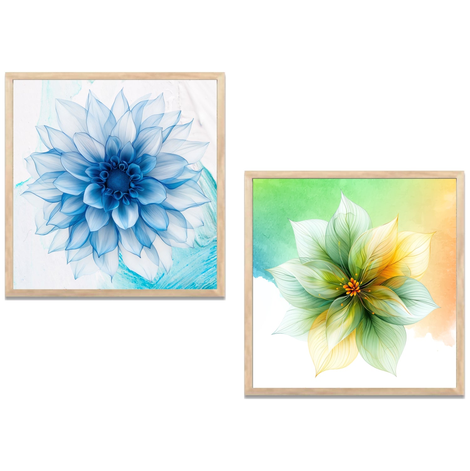 FramingoKart Colorful Floral Art Wall Art Painting | Premium Framed Paintings | Poster With Frame Wall Decoration| Frames For Home Decor Office Living Room | Set of 2 ( (10X10inch), Framed)