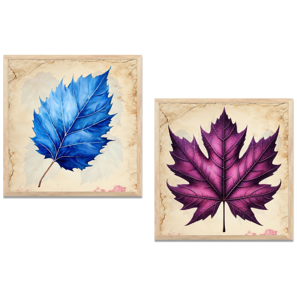 FramingoKart Autnum Leaves Wall Art Painting | Premium Framed Paintings | Poster With Frame Wall Decoration| Frames For Home Decor Office Living Room | Set of 2 ( (10X10inch), Framed)