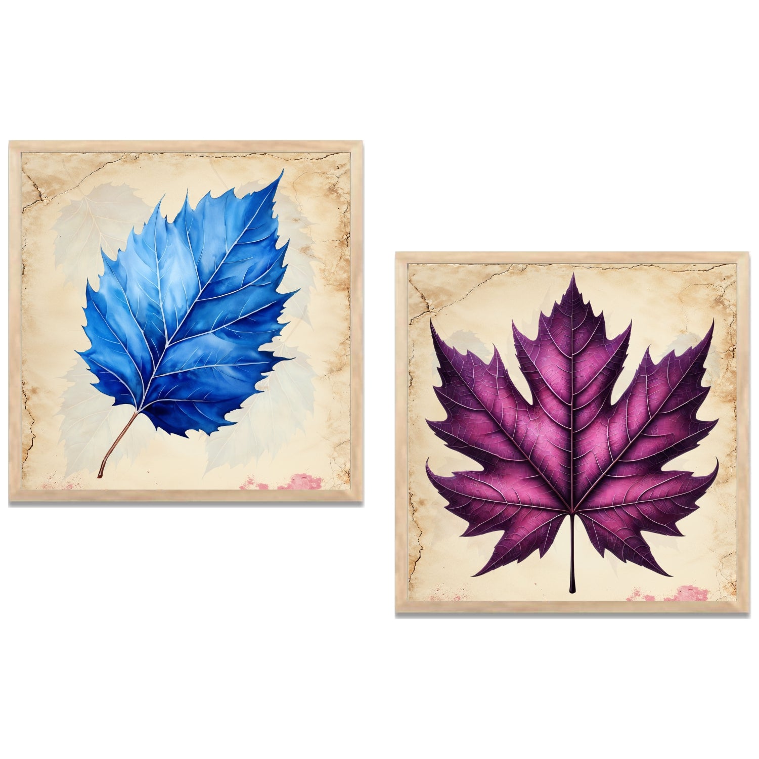 FramingoKart Autnum Leaves Wall Art Painting | Premium Framed Paintings | Poster With Frame Wall Decoration| Frames For Home Decor Office Living Room | Set of 2 ( (10X10inch), Framed)