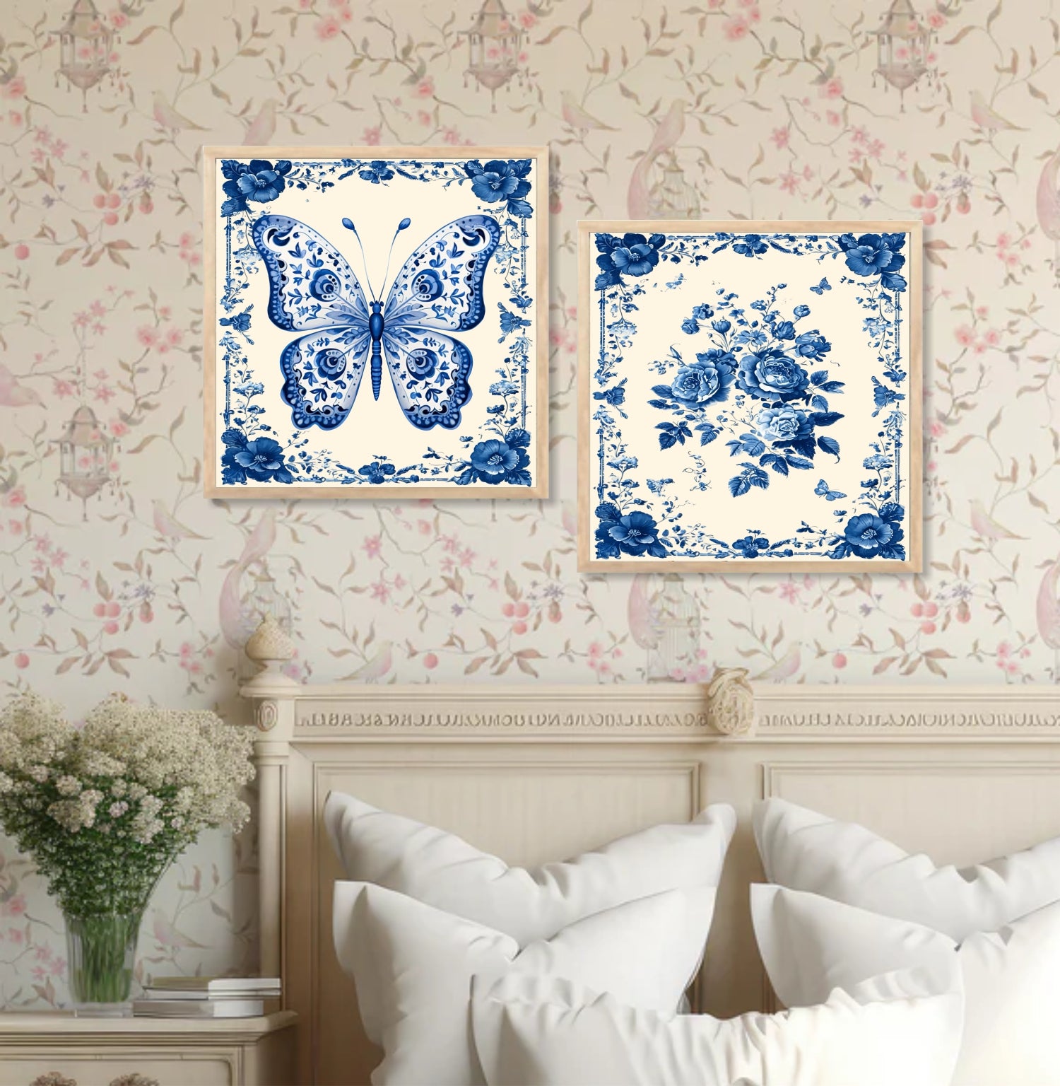 FramingoKart Butterfly Floral Wall Art Painting | Premium Framed Paintings | Poster With Frame Wall Decoration| Frames For Home Decor Office Living Room | Set of 2 ( (10X10inch), Framed)