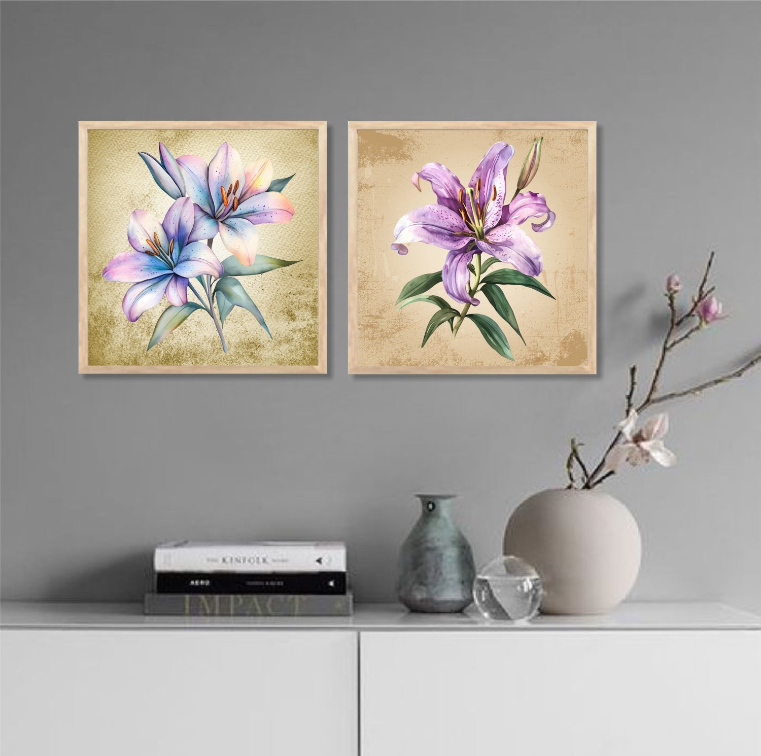 FramingoKart Botanical Flower Wall Art Painting | Premium Framed Paintings | Poster With Frame Wall Decoration| Frames For Home Decor Office Living Room | Set of 2 ( (10X10inch), Framed)
