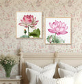 FramingoKart Lotus Flower Design Wall Art Painting Digital Reprint 10 inch x 10 inch Painting  (With Frame, Pack of 2)