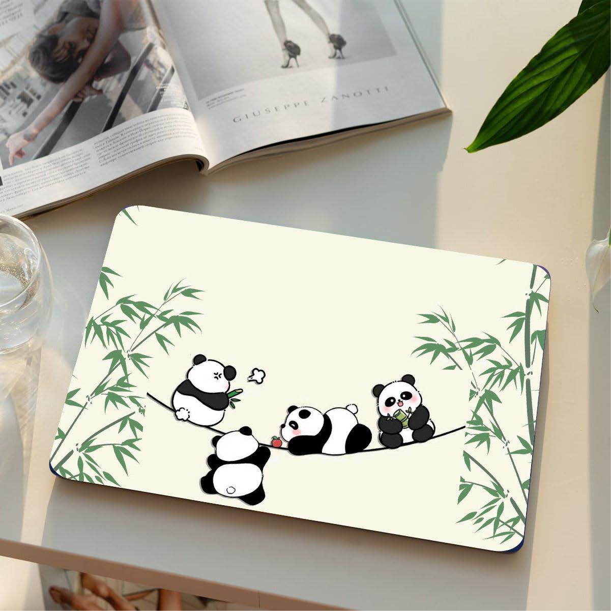 Pandas On Swing  Vinyl Laptop Sticker Suitable For 15.6inch Laptop Skin