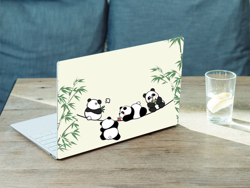 Pandas On Swing  Vinyl Laptop Sticker Suitable For 15.6inch Laptop Skin