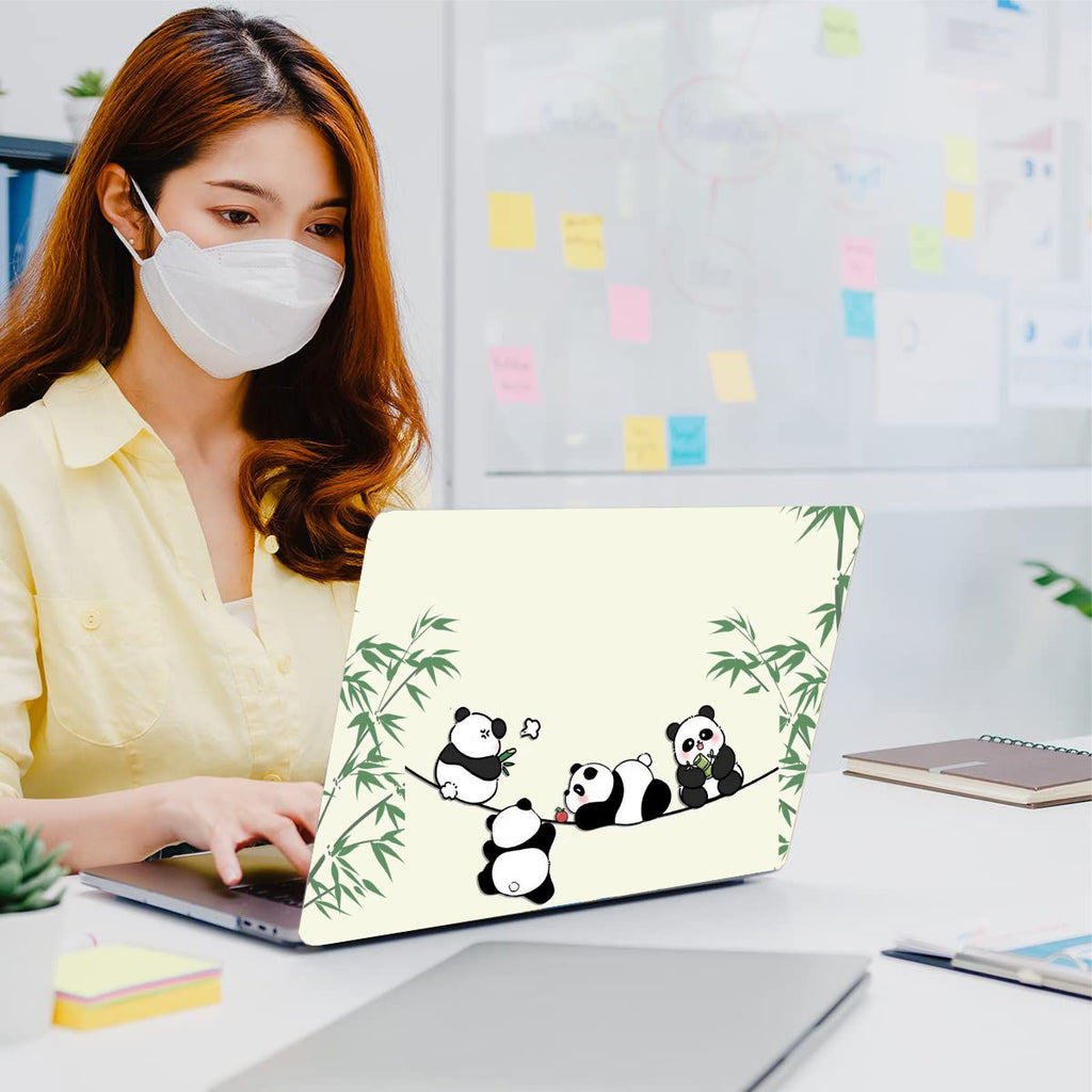 Pandas On Swing  Vinyl Laptop Sticker Suitable For 15.6inch Laptop Skin