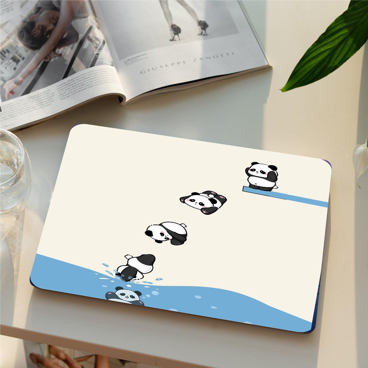 Panda Swimming  Vinyl Laptop Sticker Suitable For 15.6inch Laptop Skin