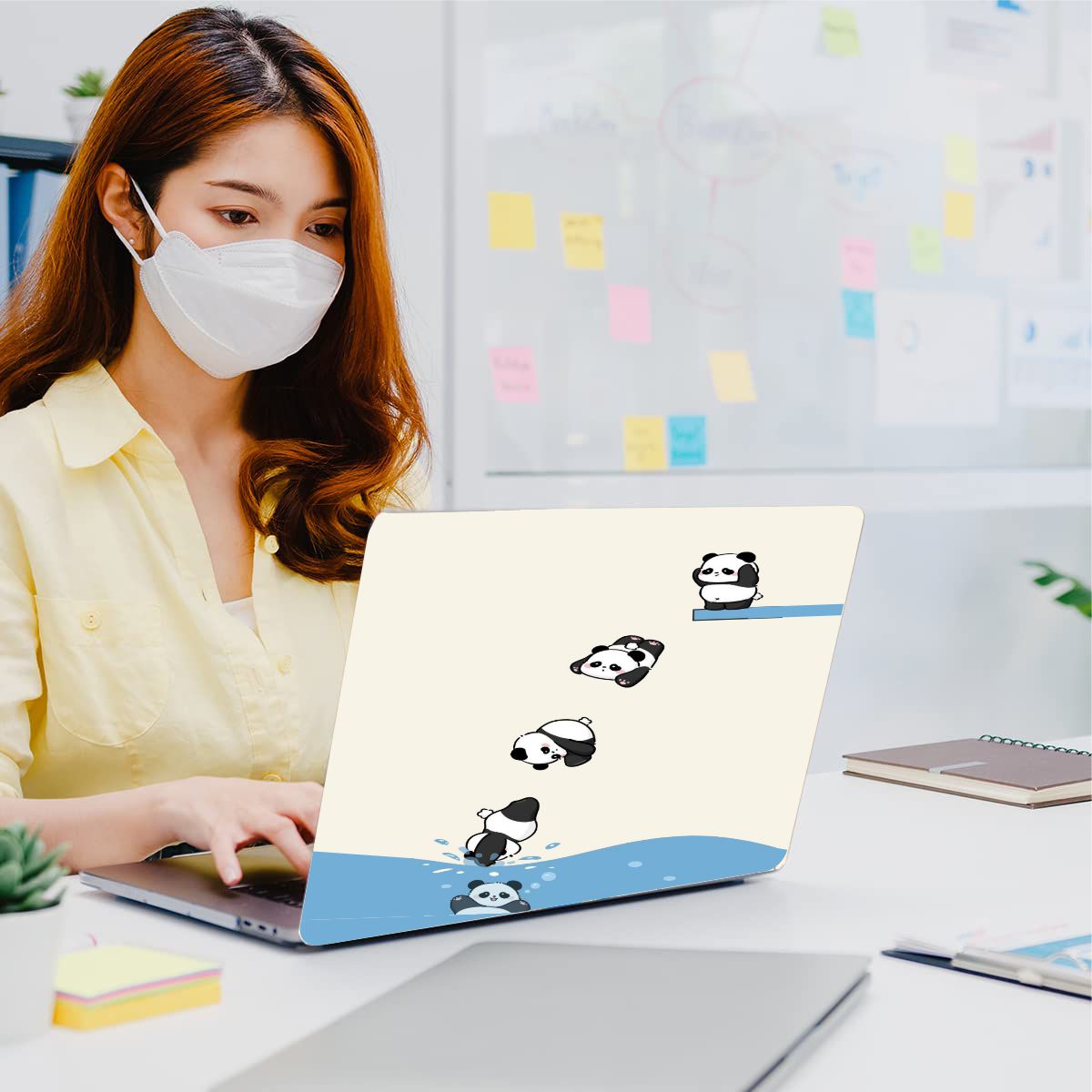 Panda Swimming  Vinyl Laptop Sticker Suitable For 15.6inch Laptop Skin