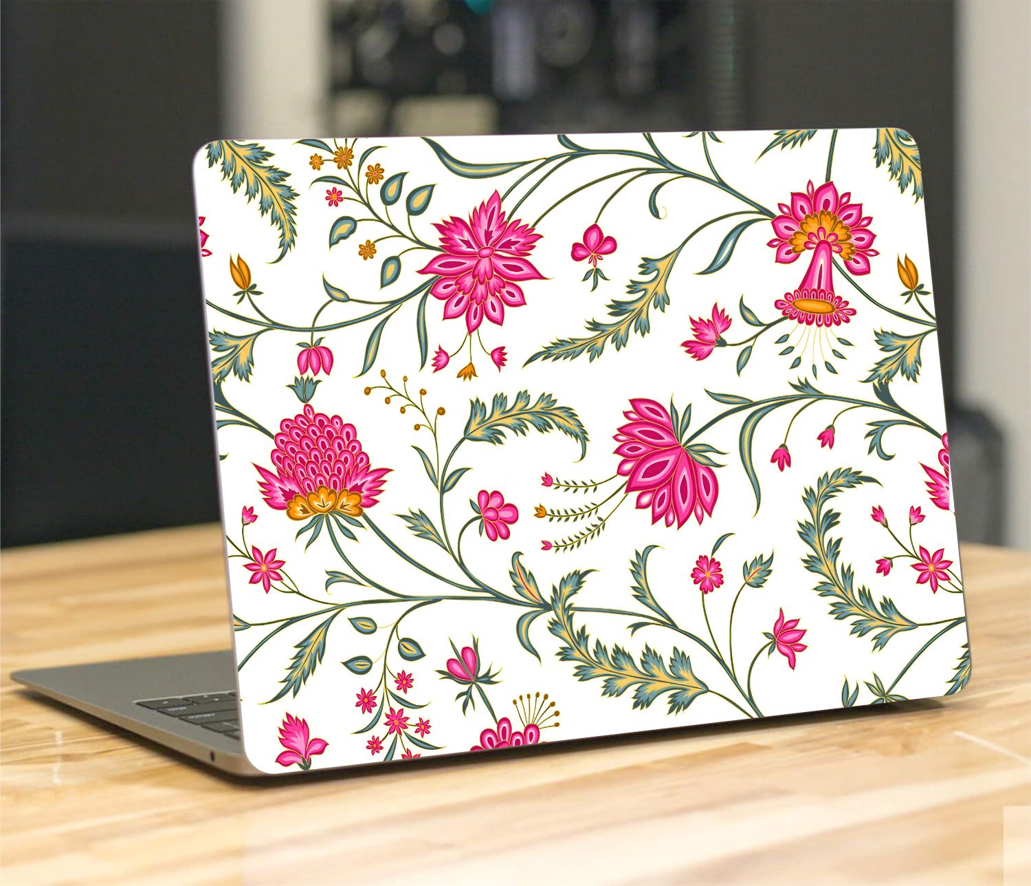 Pink Floral Vinyl Laptop Sticker Suitable For 15.6inch Laptop Skin