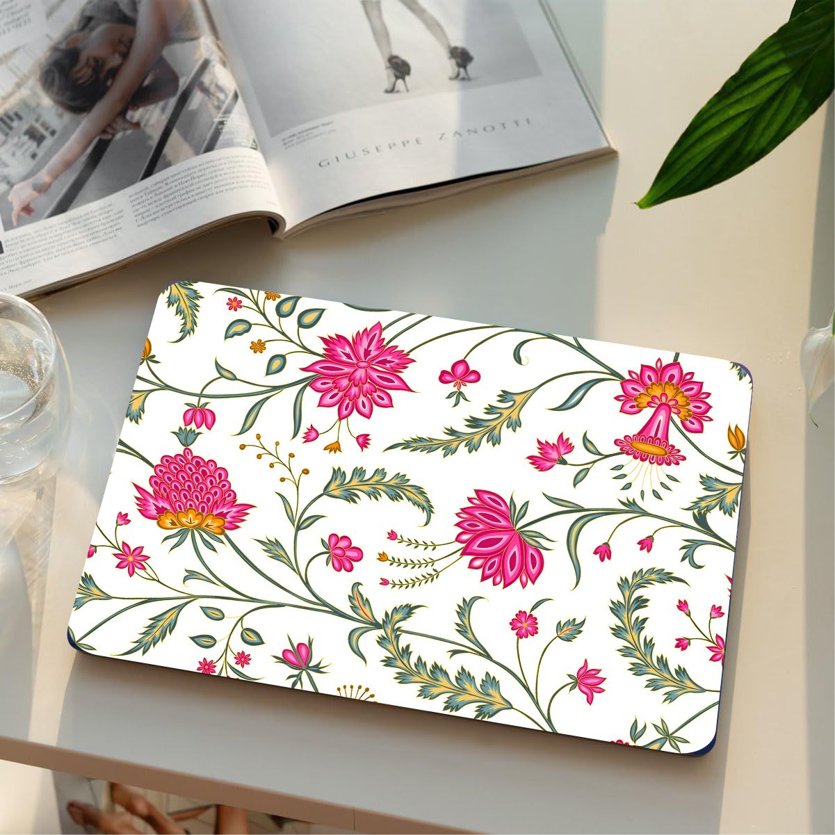 Pink Floral Vinyl Laptop Sticker Suitable For 15.6inch Laptop Skin