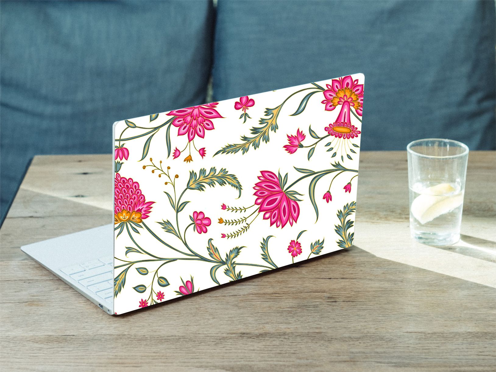 Pink Floral Vinyl Laptop Sticker Suitable For 15.6inch Laptop Skin