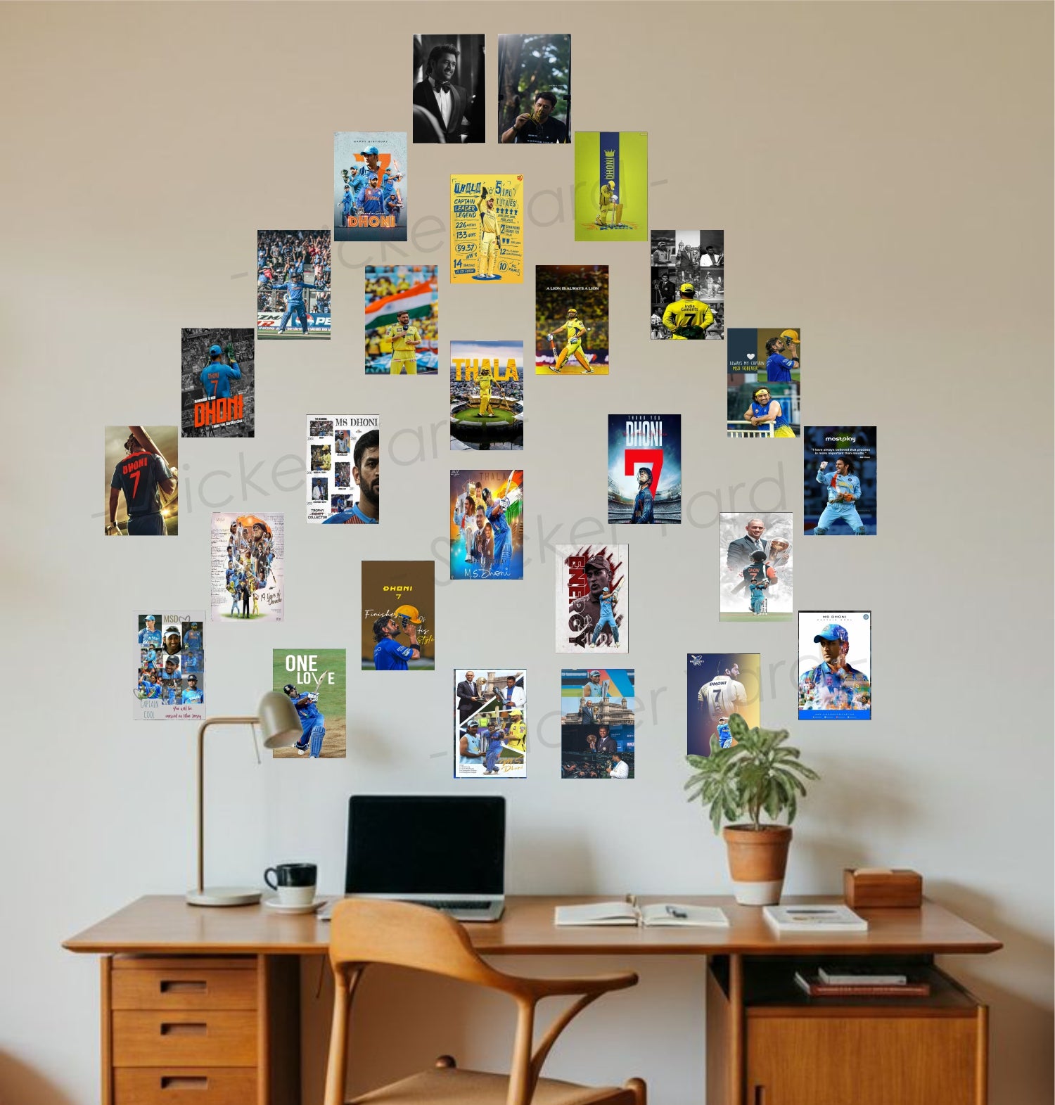Pack of 27 MSD Dhoni Thala Wall Collage Kit Posters | Posters for Wall Decoration | Wall Art For Bedroom, Office, Living room, Dorm room Photographic Paper -Gifting ideas- Paper Print